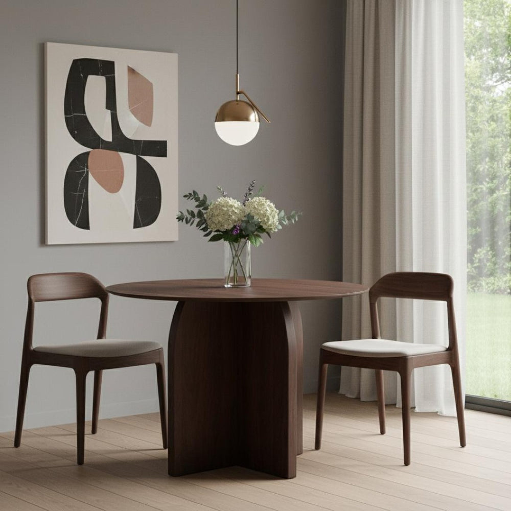 HomeRoots 42" Black Solid Wood Round Dining Table - Timeless Pedestal Design for Stylish Gatherings & Comfort 712164