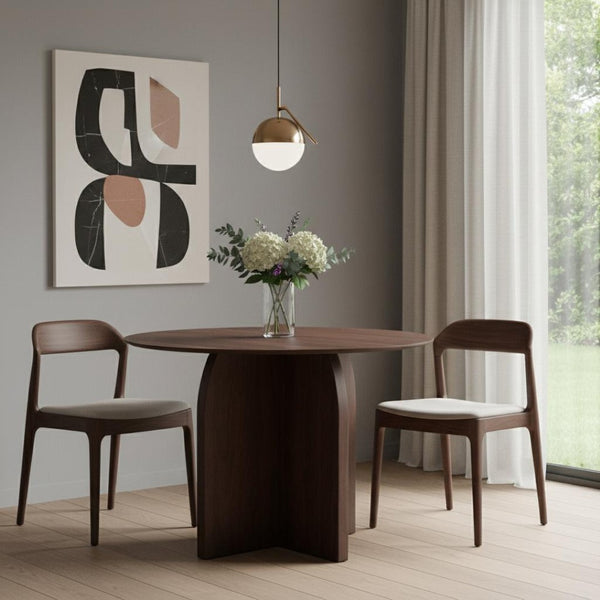 HomeRoots 42" Black Solid Wood Round Dining Table - Timeless Pedestal Design for Stylish Gatherings & Comfort 712164