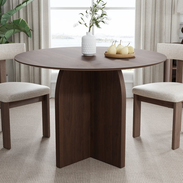 HomeRoots 42" Black Solid Wood Round Dining Table - Timeless Pedestal Design for Stylish Gatherings & Comfort 712164