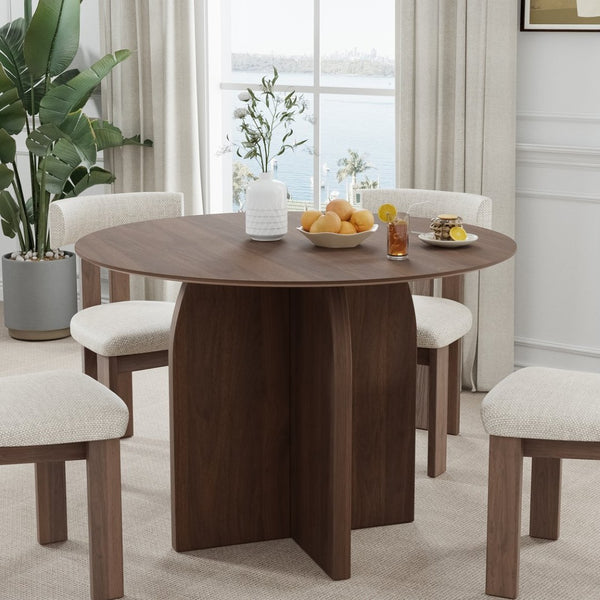 HomeRoots 42" Black Solid Wood Round Dining Table - Timeless Pedestal Design for Stylish Gatherings & Comfort 712164