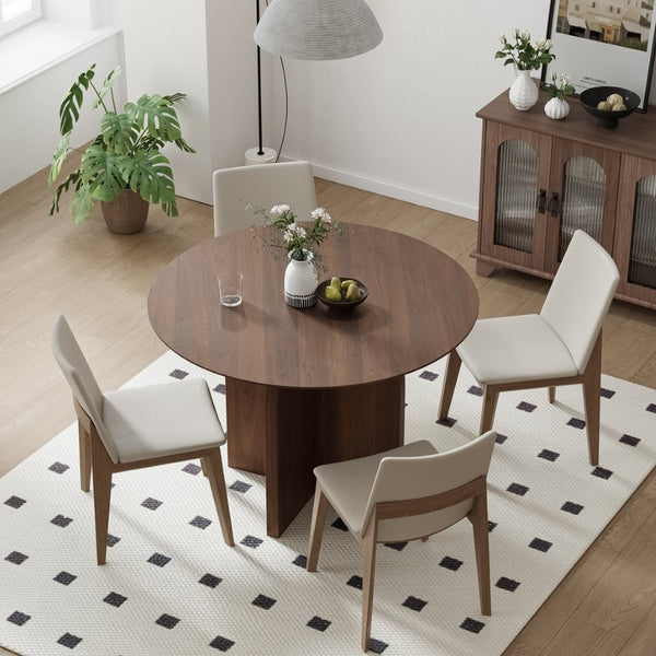 HomeRoots 42" Black Solid Wood Round Dining Table - Timeless Pedestal Design for Stylish Gatherings & Comfort 712164