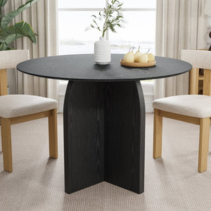 HomeRoots 42" Beige Solid Wood Round Dining Table with Pedestal Base - Perfect for Modern & Classic Homes! 712165