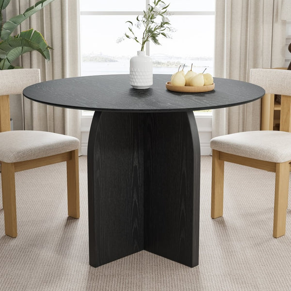 HomeRoots 42" Beige Solid Wood Round Dining Table with Pedestal Base - Perfect for Modern & Classic Homes! 712165