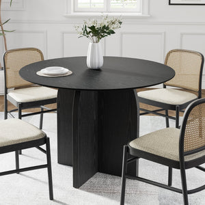 HomeRoots 42" Beige Solid Wood Round Dining Table with Pedestal Base - Perfect for Modern & Classic Homes! 712165