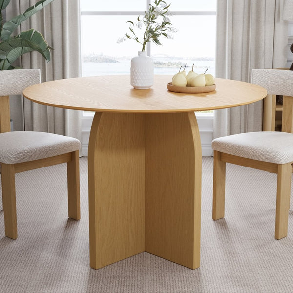HomeRoots 45" Brown Solid Wood Round Dining Table with Pedestal Base - Timeless Elegance for Every Occasion 712166