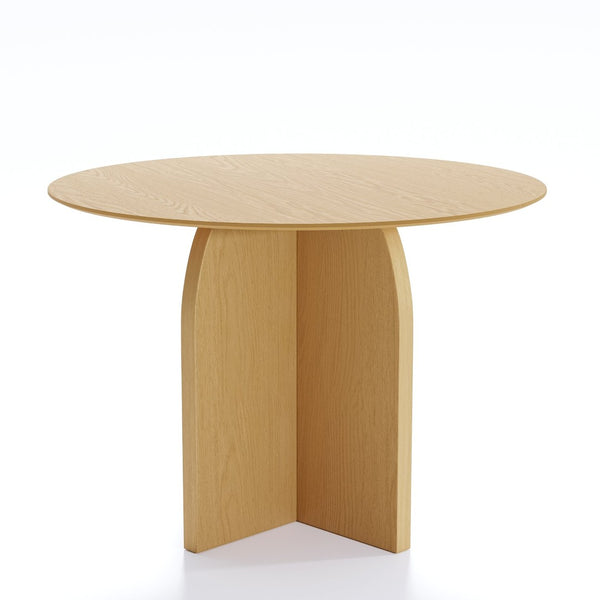 HomeRoots 45" Brown Solid Wood Round Dining Table with Pedestal Base - Timeless Elegance for Every Occasion 712166