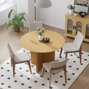 HomeRoots 45" Brown Solid Wood Round Dining Table with Pedestal Base - Timeless Elegance for Every Occasion 712166