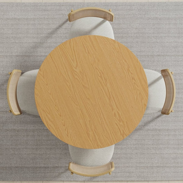HomeRoots 45" Brown Solid Wood Round Dining Table with Pedestal Base - Timeless Elegance for Every Occasion 712166
