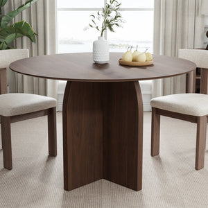 HomeRoots 45" Black Solid Wood Round Dining Table with Pedestal Base – Perfect for Family Meals & Gatherings 712167
