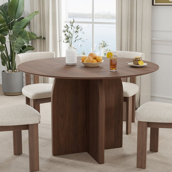 HomeRoots 45" Black Solid Wood Round Dining Table with Pedestal Base – Perfect for Family Meals & Gatherings 712167