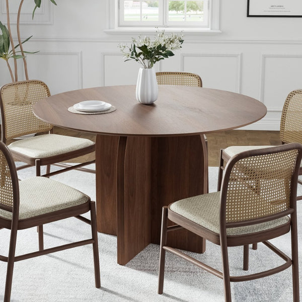 HomeRoots 45" Black Solid Wood Round Dining Table with Pedestal Base – Perfect for Family Meals & Gatherings 712167
