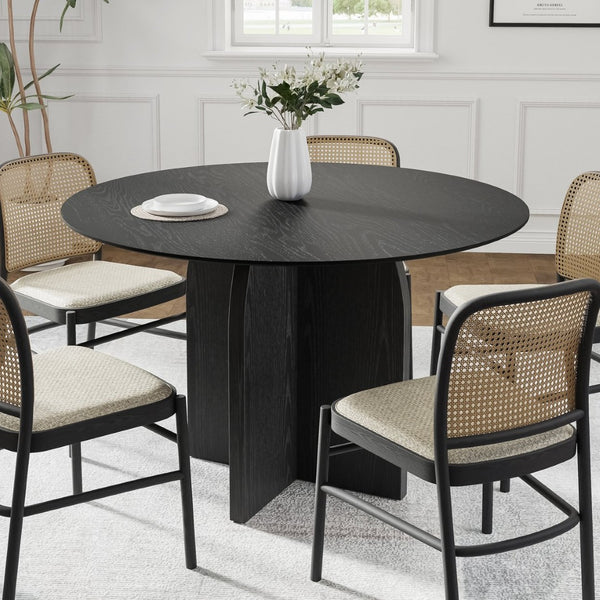HomeRoots 45" Beige Solid Wood Round Dining Table with Pedestal Base - Stylish Centerpiece for Any Home 712168