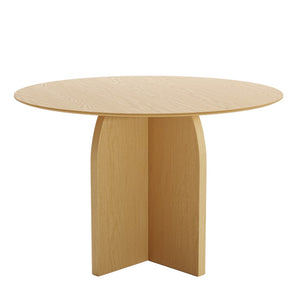 HomeRoots 52" Beige Solid Wood Round Dining Table with Elegant Pedestal Base - Perfect for Family Gatherings! 712169
