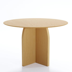 HomeRoots 52" Beige Solid Wood Round Dining Table with Elegant Pedestal Base - Perfect for Family Gatherings! 712169