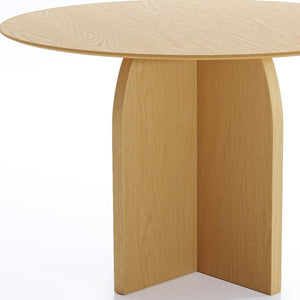 HomeRoots 52" Beige Solid Wood Round Dining Table with Elegant Pedestal Base - Perfect for Family Gatherings! 712169