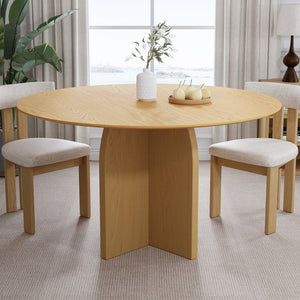 HomeRoots 52" Black Solid Wood Round Dining Table with Pedestal Base – Stylish, Durable, Perfect for Gatherings 712170