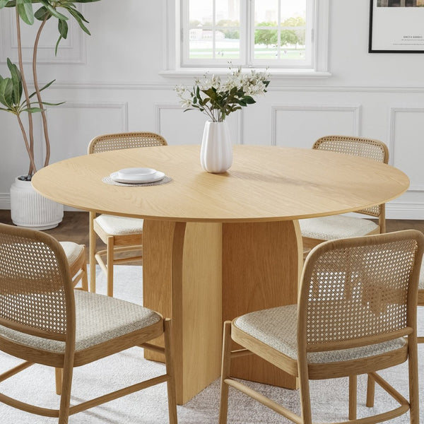 HomeRoots 52" Black Solid Wood Round Dining Table with Pedestal Base – Stylish, Durable, Perfect for Gatherings 712170