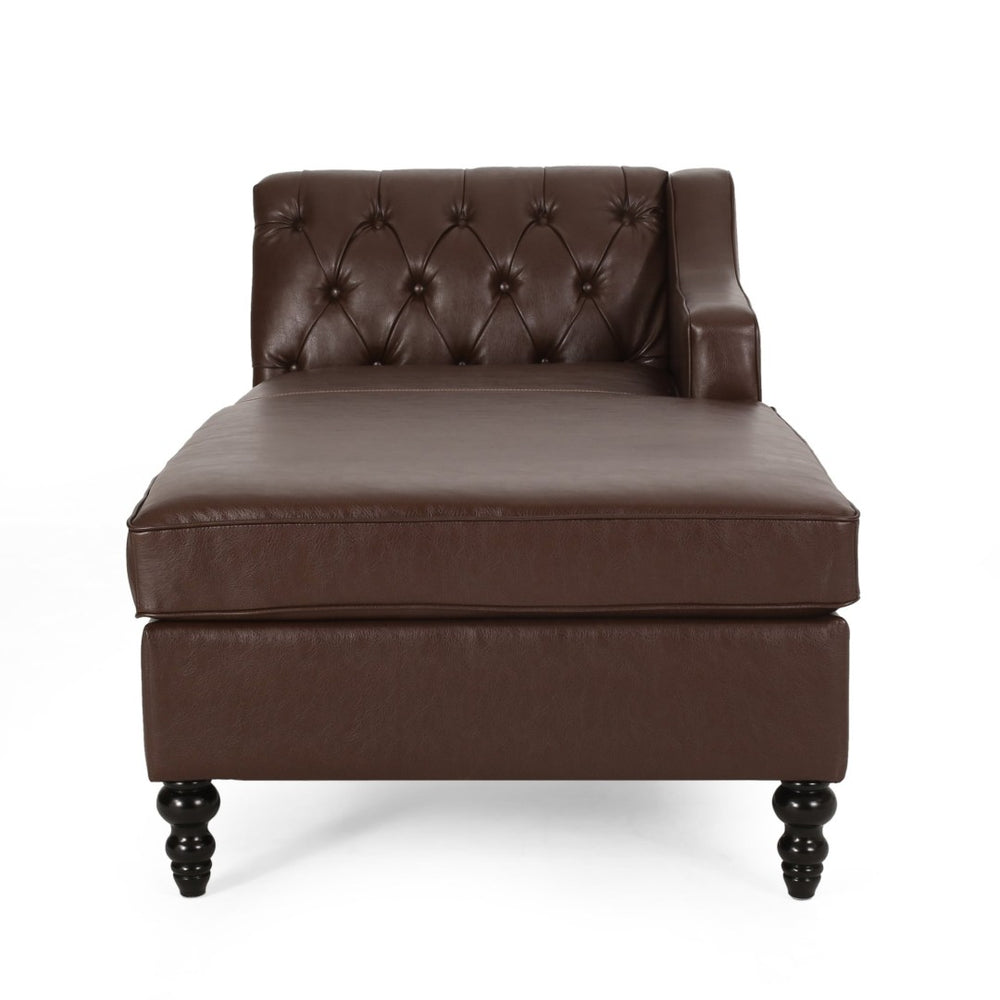 English Elm Sectional-chaise Curved L Shaped Sofa with Chaise Plush Foam Seating for Living Room 71217.00DBRN