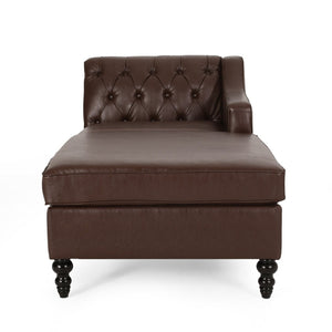 English Elm Sectional-chaise Curved L Shaped Sofa with Chaise Plush Foam Seating for Living Room 71217.00DBRN