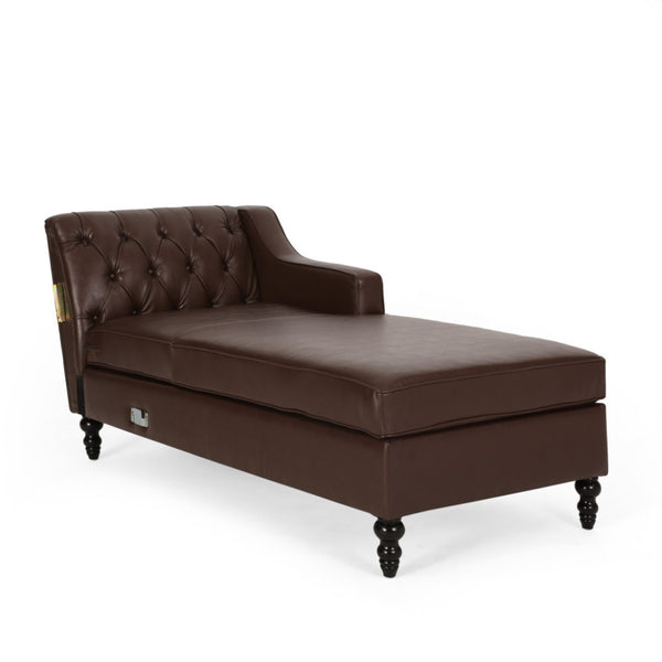 English Elm Sectional-chaise Curved L Shaped Sofa with Chaise Plush Foam Seating for Living Room 71217.00DBRN