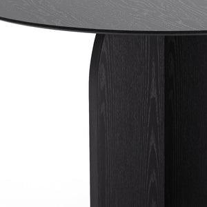 HomeRoots 58" Black Solid Wood Round Dining Table - Modern Pedestal Base for Stylish Gatherings & Durability 712171