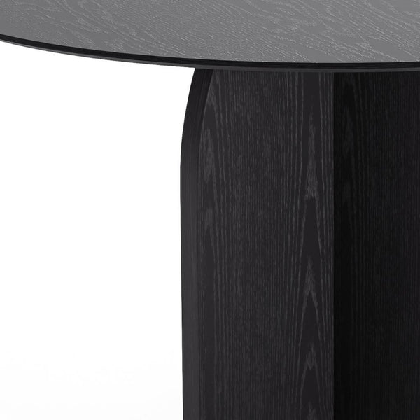 HomeRoots 58" Black Solid Wood Round Dining Table - Modern Pedestal Base for Stylish Gatherings & Durability 712171