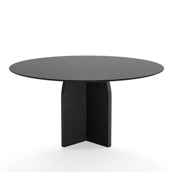 HomeRoots 58" Beige Solid Wood Round Dining Table - Elegant Pedestal Base for Family Gatherings & Events 712172