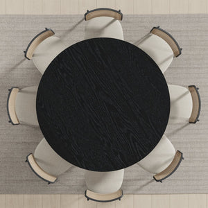 HomeRoots 58" Beige Solid Wood Round Dining Table - Elegant Pedestal Base for Family Gatherings & Events 712172