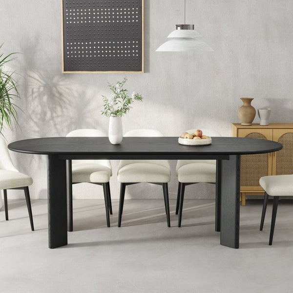 HomeRoots 78" Black Solid Wood Oval Dining Table - Elegant Design for Family Gatherings & Versatile Use 712174