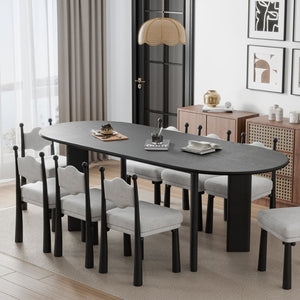 HomeRoots 78" Black Solid Wood Oval Dining Table - Elegant Design for Family Gatherings & Versatile Use 712174