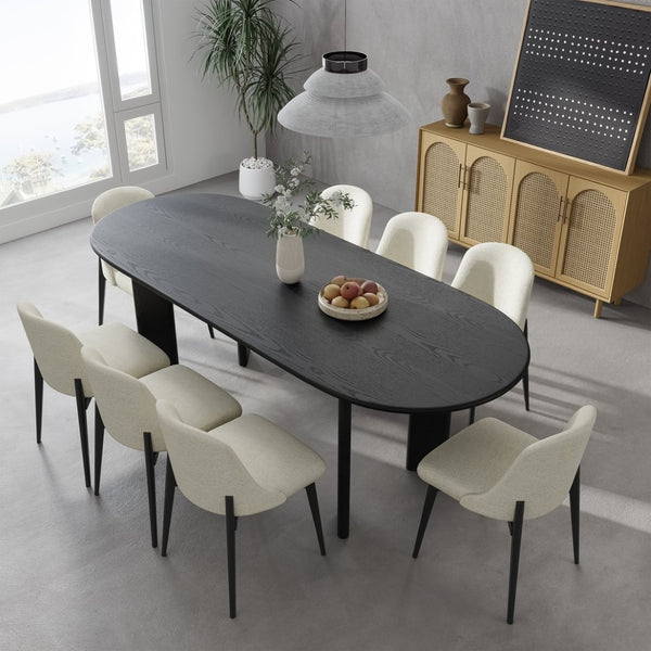 HomeRoots 78" Black Solid Wood Oval Dining Table - Elegant Design for Family Gatherings & Versatile Use 712174