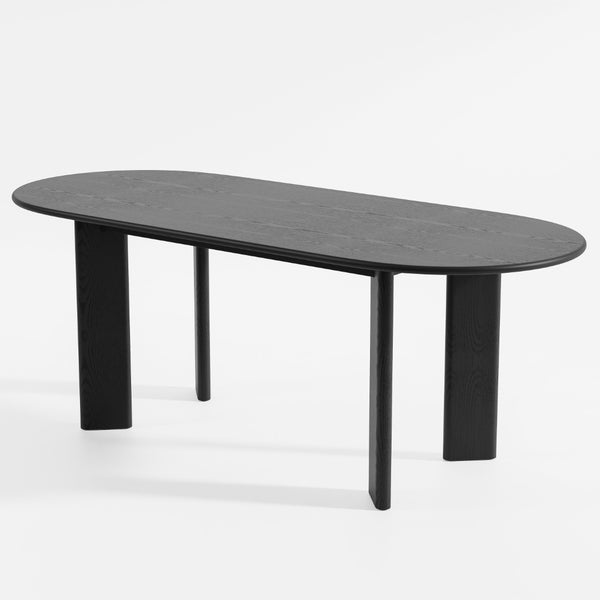 HomeRoots 78" Black Solid Wood Oval Dining Table - Elegant Design for Family Gatherings & Versatile Use 712174
