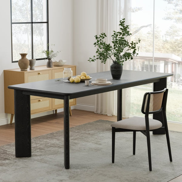 HomeRoots 42" Black Solid Wood Round Top Dining Table - Modern Elegance for Dining and Entertaining Spaces 712175