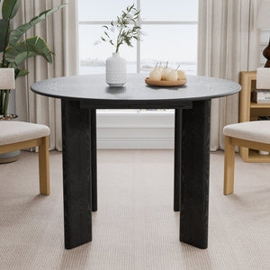HomeRoots 42" Beige Solid Wood Round Top Dining Table – Elegant Oak Design for Versatile Dining & Workspace Use 712176