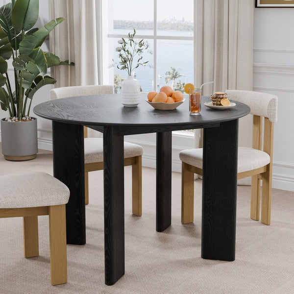 HomeRoots 42" Beige Solid Wood Round Top Dining Table – Elegant Oak Design for Versatile Dining & Workspace Use 712176
