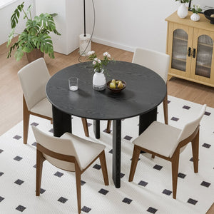 HomeRoots 42" Beige Solid Wood Round Top Dining Table – Elegant Oak Design for Versatile Dining & Workspace Use 712176
