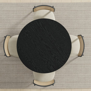 HomeRoots 42" Beige Solid Wood Round Top Dining Table – Elegant Oak Design for Versatile Dining & Workspace Use 712176