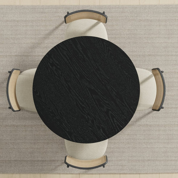 HomeRoots 42" Beige Solid Wood Round Top Dining Table – Elegant Oak Design for Versatile Dining & Workspace Use 712176