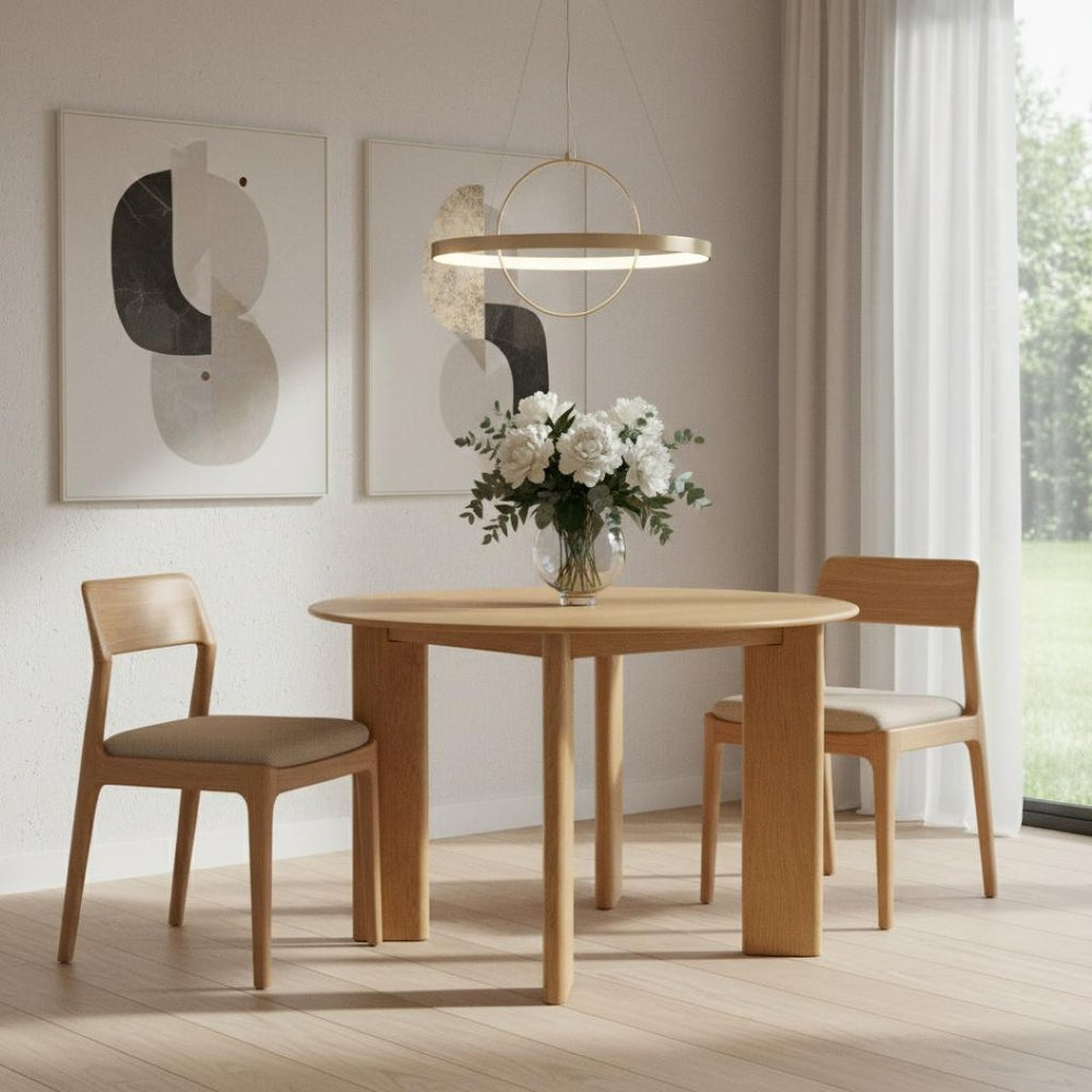 HomeRoots 45" Brown Solid Wood Round Top Dining Table - Timeless Design for Cozy Meals, Entertaining & Work 712177