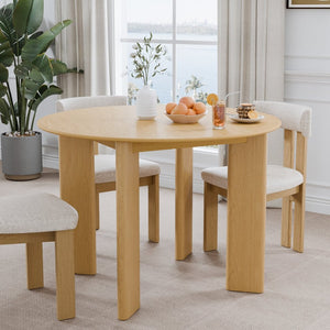 HomeRoots 45" Brown Solid Wood Round Top Dining Table - Timeless Design for Cozy Meals, Entertaining & Work 712177
