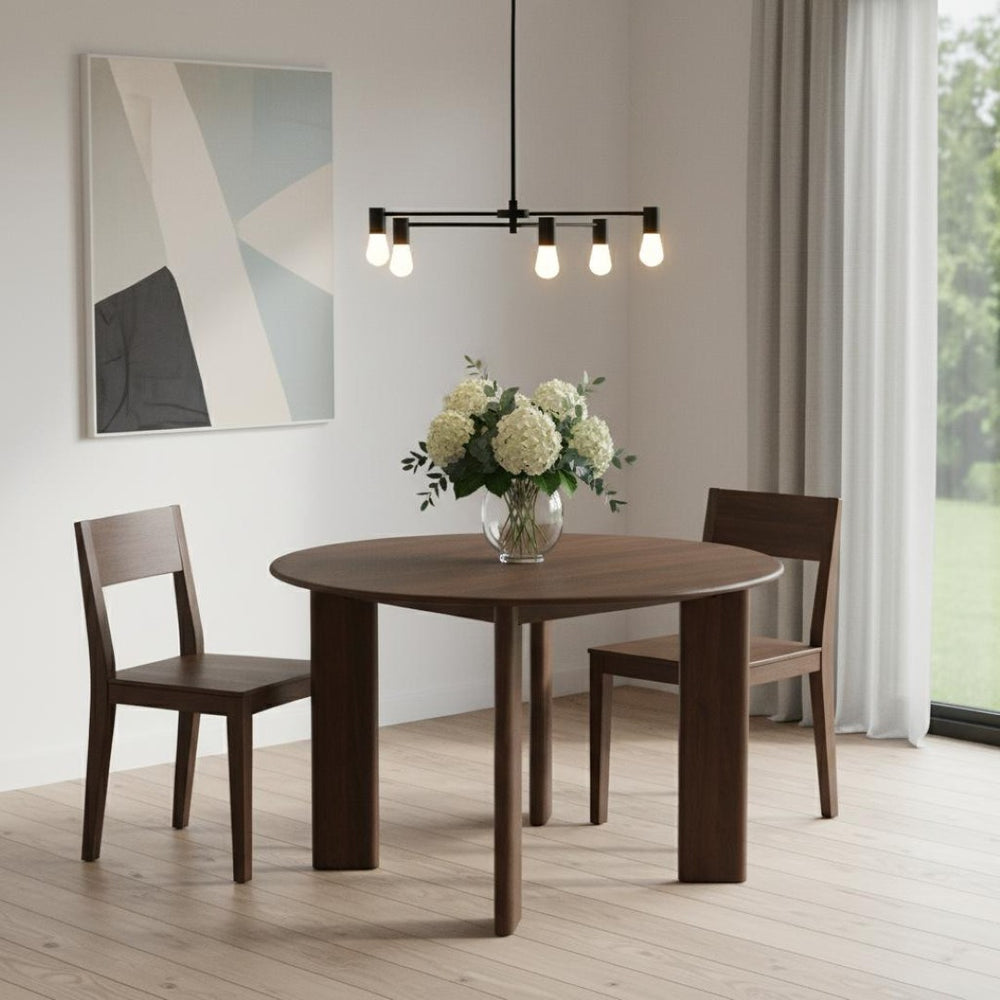 HomeRoots 45" Black Solid Wood Round Dining Table - Elegant Design for Modern & Traditional Spaces, Durable! 712178