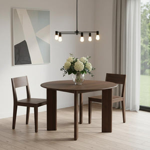 HomeRoots 45" Black Solid Wood Round Dining Table - Elegant Design for Modern & Traditional Spaces, Durable! 712178