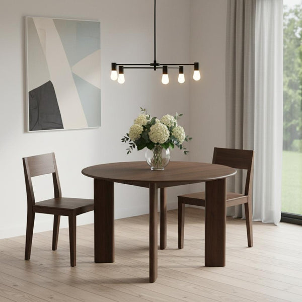 HomeRoots 45" Black Solid Wood Round Dining Table - Elegant Design for Modern & Traditional Spaces, Durable! 712178