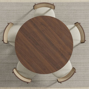 HomeRoots 45" Black Solid Wood Round Dining Table - Elegant Design for Modern & Traditional Spaces, Durable! 712178