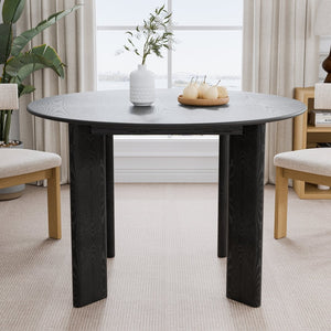 HomeRoots 45" Beige Solid Oak Round Dining Table - Timeless Style for Family Meals, Entertaining & Workspaces 712179
