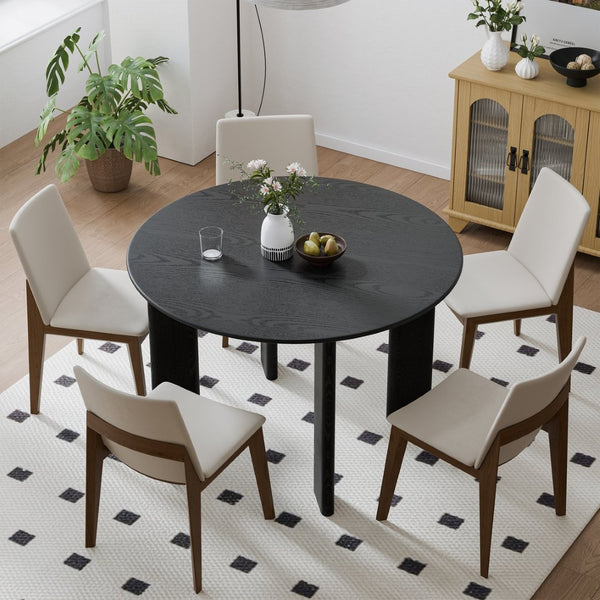 HomeRoots 45" Beige Solid Oak Round Dining Table - Timeless Style for Family Meals, Entertaining & Workspaces 712179