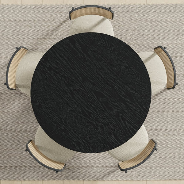 HomeRoots 45" Beige Solid Oak Round Dining Table - Timeless Style for Family Meals, Entertaining & Workspaces 712179