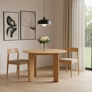HomeRoots 51" Brown Solid Wood Round Dining Table - Timeless Design for Family Meals, Entertaining & Versatility 712180