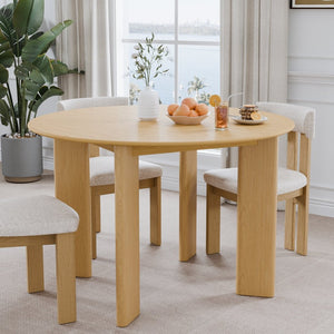 HomeRoots 51" Brown Solid Wood Round Dining Table - Timeless Design for Family Meals, Entertaining & Versatility 712180