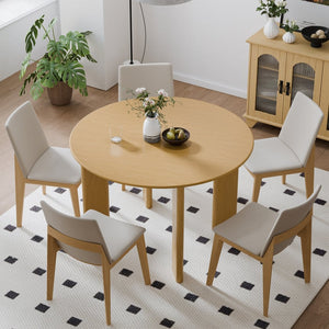 HomeRoots 51" Brown Solid Wood Round Dining Table - Timeless Design for Family Meals, Entertaining & Versatility 712180